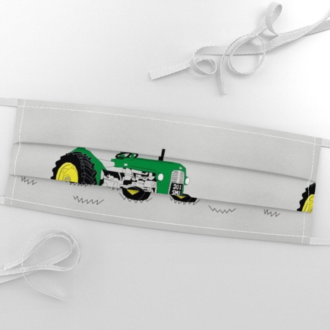 Green Tractor Fabric Green Tractor by Pennyroyal Green Etsy