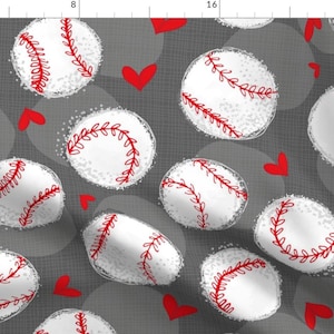 Baseball Fabric - Baseball Lovers Unite! Large Scale By Pinky Wittingslow - Baseball Cotton Fabric By The Yard With Spoonflower