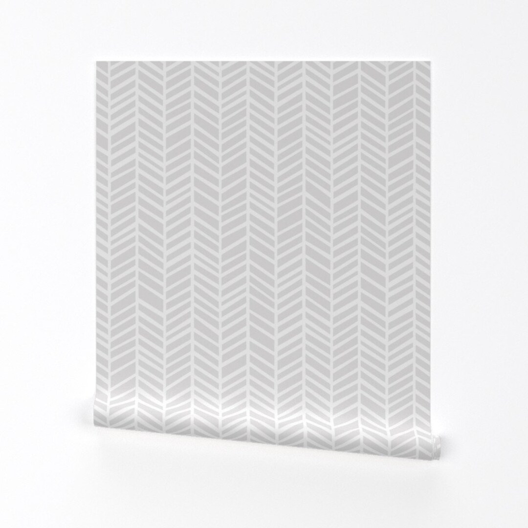 Gray Herringbone Wallpaper Herringbone Light Grey by Friztin Modern