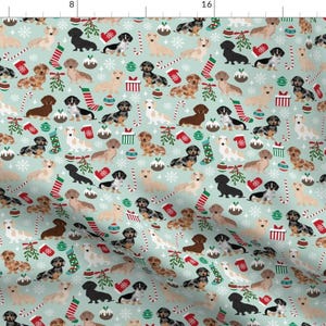 Dachshund Fabric - Doxie Christmas Dachshunds Dog Xmas Holiday By Petfriendly - Dachshund Cotton Fabric by the Yard with Spoonflower