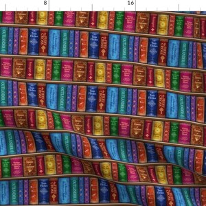 Library Books Fabric - Thru The Stones Bookshelf By Sssowers - Library Books Vintage Earth Tone Cotton Fabric By The Yard With Spoonflower