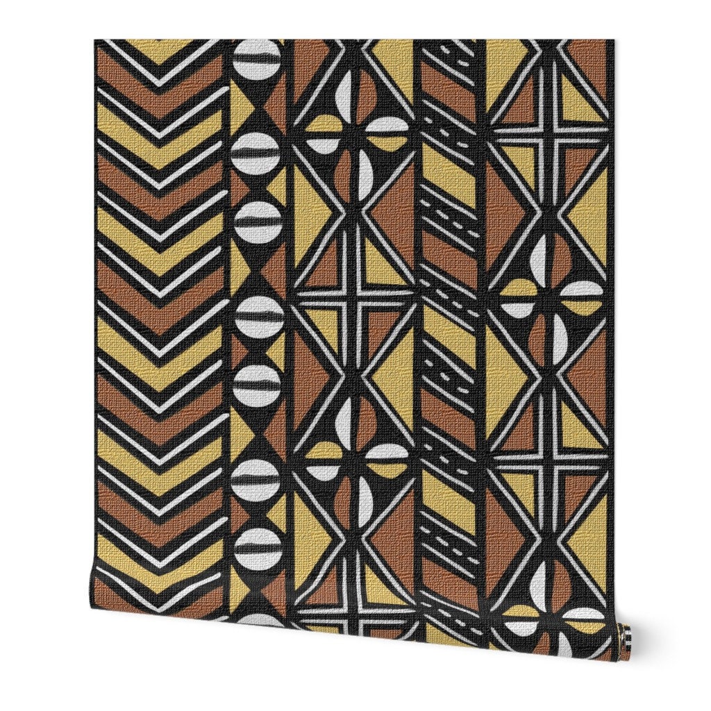 Mudcloth Geo Wallpaper Mudcloth Chevrons Cowrie Shells By | Etsy