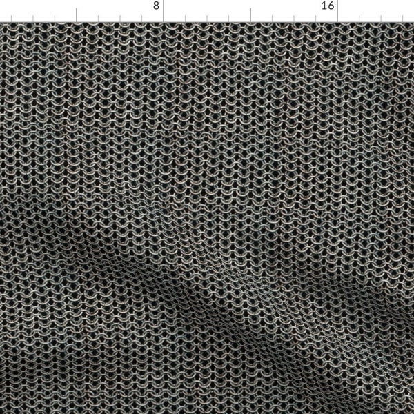 Grey Fabric - Chainmail Design by arthos -  Medieval Costume Metal Popular Armor Fabric Knight Chain Mail Fabric by the Yard by Spoonflower