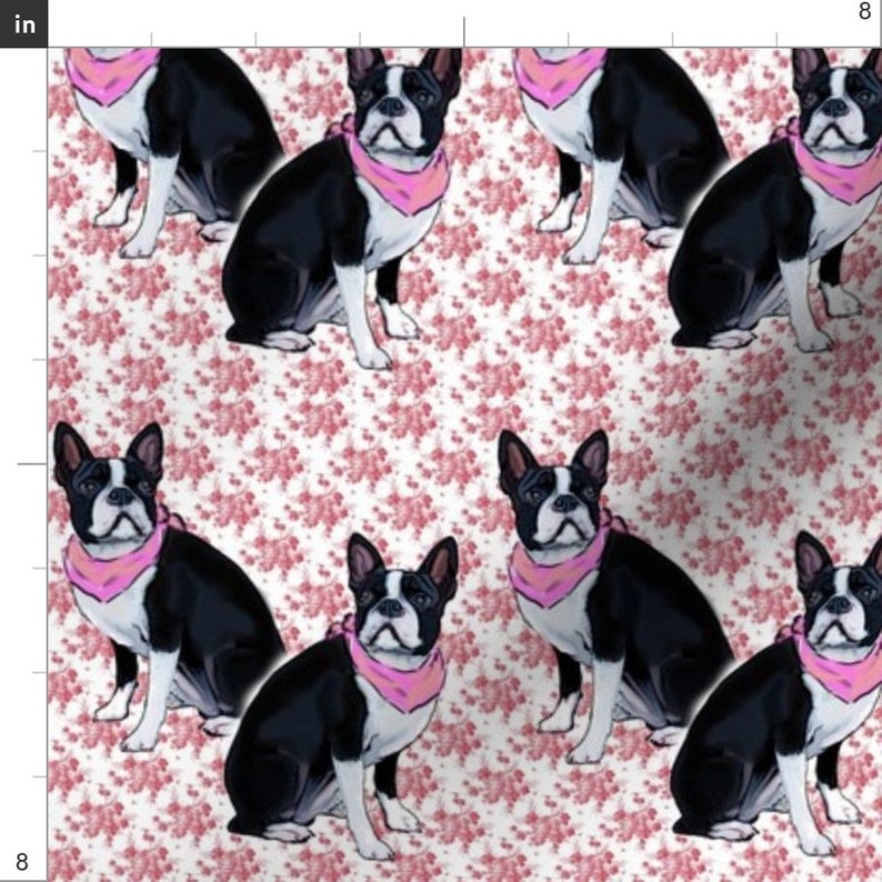 Boston Terrier Fabric Boston Terrier Pink by Dogdaze Etsy