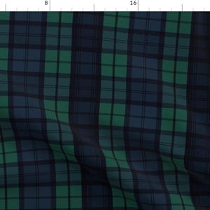 Green Tartan Fabric - Dark Green Plaid By Laurapol - Green and Navy Plaid Cosplay Uniform Cotton Fabric By The Yard With Spoonflower