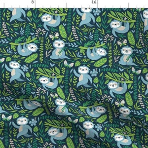Sloth Safari Animals Fabric - Hanging Out With Friends. Big Scale. By Magicforestory - Sloth Cotton Fabric By The Yard With Spoonflower