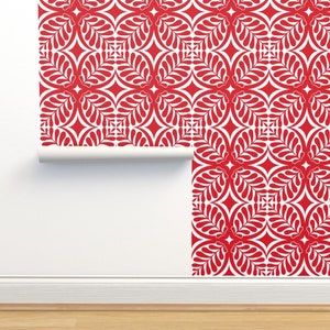 Red Fern Block Wallpaper Fern Block Red by Littlerhodydesign - Etsy