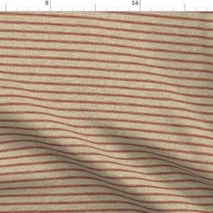 Striped Fabric - Weathered Ticking Stripe - Red By Thecalvarium - Striped Ticking Red Horizontal Cotton Fabric By The Yard With Spoonflower