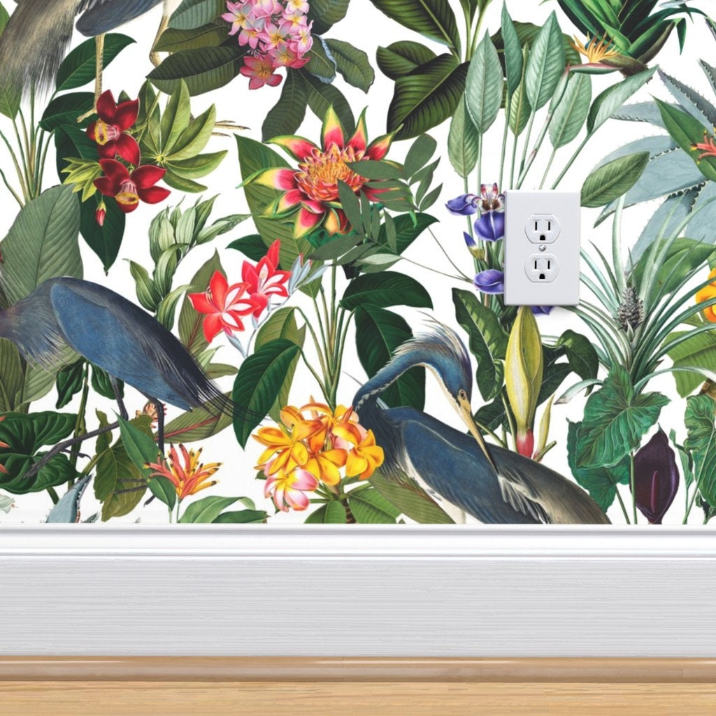 Tropical Birds Wallpaper 18 Blue Heron in Tropical | Etsy