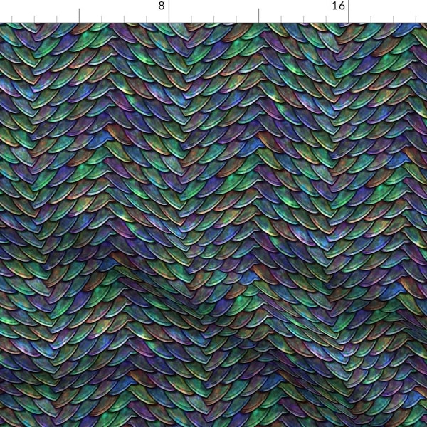 Green Dragon Scale Fabric by the Yard Etsy