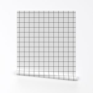 Grid Wallpaper - Schwarzweißes Gitter 2 ""Quadrat Karo von Misstiina - Individuell bedruckte, entfernbare, selbstklebende Tapetenrolle von Spoonflower."