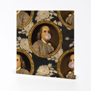 Benjamin Franklin Ablösbare Tapete - Historisches Botanisches Foto - Dekorative Wanddeko - Franklin Bubblegum by rebelmod