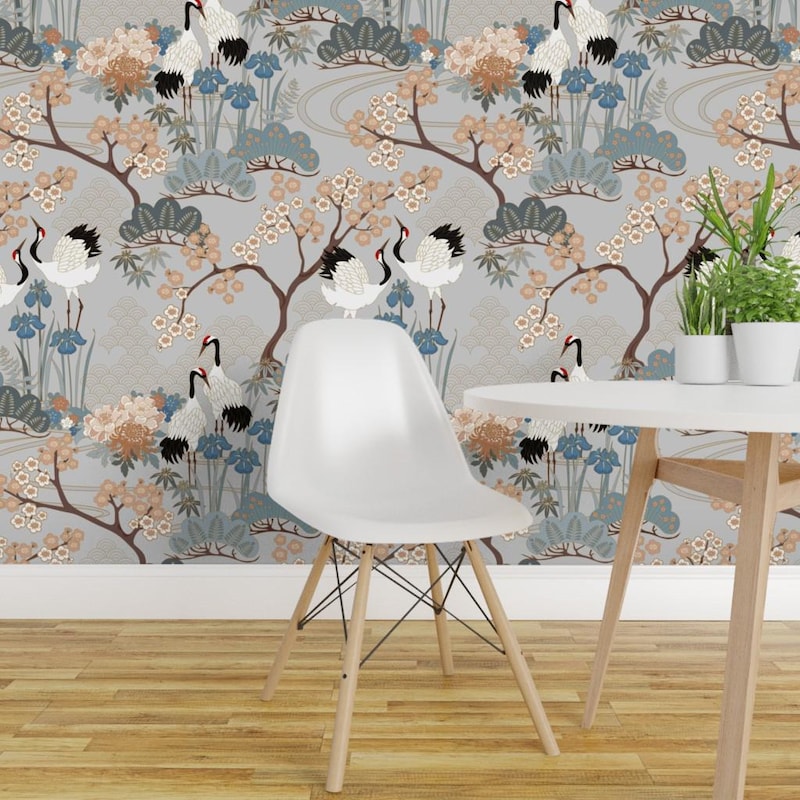 Japanese Grey Wallpaper - Etsy
