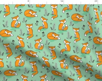Woodland Fox Fabric - Dreamy Fox By Caja Design - Fox Cotton Fabric By The Yard With Spoonflower