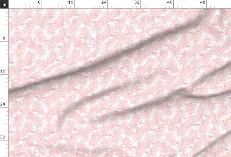 Palm Fabric - Palm Print Pastel Pink Nursery Baby Design By Charlottewinter - Palm Fronds Pink Cotton Fabric By The Yard With Spoonflower image 2
