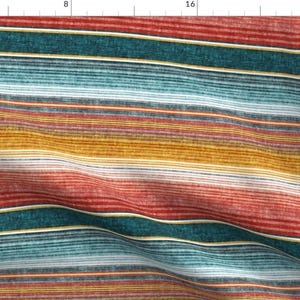 Mexican Blanket Colorful Stripes Blue ANd Orange Fabric - (Small Scale) Serape Southwest Stripes - Teal - Lad19 By Littlearrowdesign