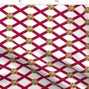 Florida Flag Fabric - State Pride By Flagfabric United States Red and White - Cotton Fabric By The Yard With Spoonflower