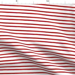 Red Brushstroke Stripe Fabric - Redstripe By Cest_La_Viv - Red White Watercolor Stripes Candycane Cotton Fabric By The Yard With Spoonflower