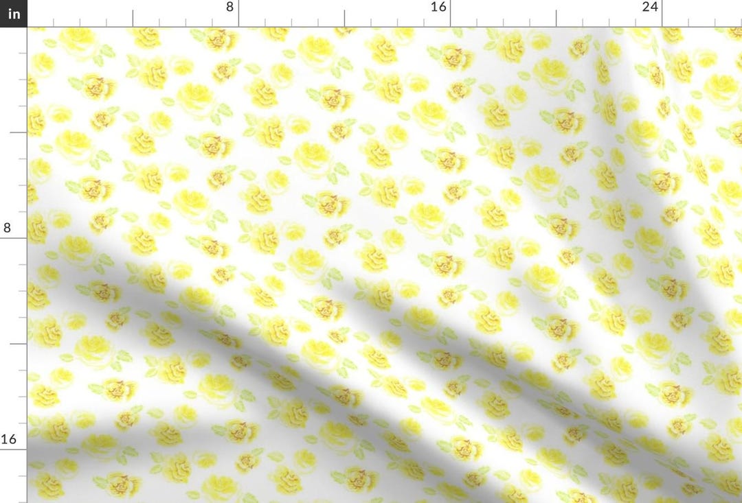 Vintage Yellow Roses Fabric - Lemon Roses by Graceful - Retro Roses ...