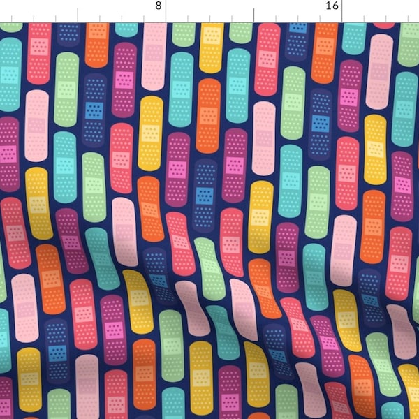 Bandage Fabric - Bandage Stripe Blue By Lellobird- Colorful Bandage Stripes Medical Doctor Health Cotton Fabric By The Yard With Spoonflower