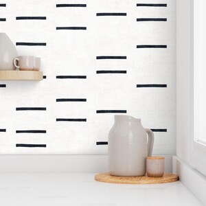 Minimal Wallpaper - Denim Line Mudcloth Rotated By Holli Zollinger - Custom Printed Removable Self Adhesive Wallpaper Roll by Spoonflower image 7