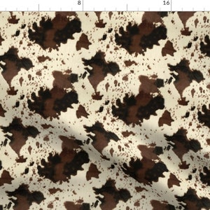 Western Brown Cowhide Fabric by The Yard, Aztec Black White Cow Print  Upholstery Fabric, Rustic Farm Animal Decorative Fabric for DIY Quilting  Sewing