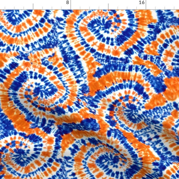 Tie Dye Fabric - Orange And Blue Tie Dye Lad19 By Littlearrowdesign - Blue And Orange Tie Dye Cotton Fabric By The Yard With Spoonflower