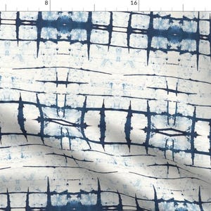 Shibori Fabric - Faded Indigo Shibori By Lizplummer - Shibori Japanese Asian Tie Dye Blue White Cotton Fabric By The Yard With Spoonflower