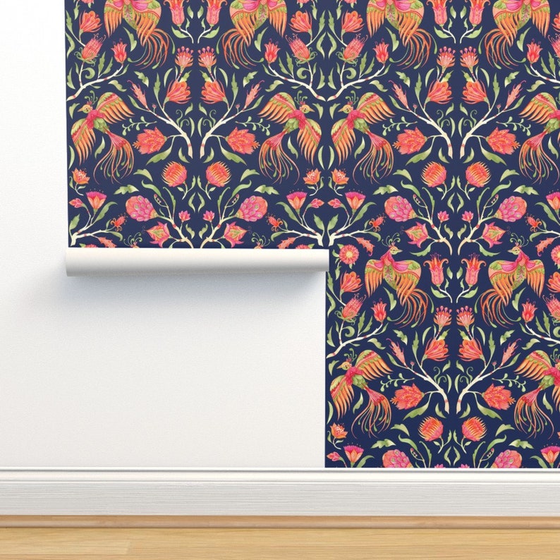 Art Nouveau Floral Wallpaper Paradise Garden by Sonyara Etsy