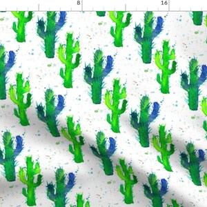 Green - Bindaas Block Print Cotton Natural Dyed Fabric - Saguaro Cactus