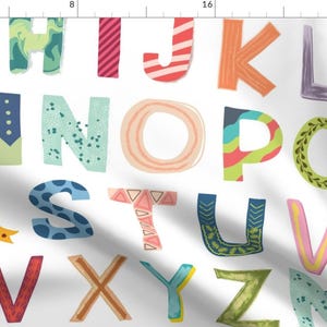 Fun Alphabet Fabric - Alphabet Blocks By Enariyoshi - Fun Colorful Alphabet Cotton Fabric By The Yard With Spoonflower