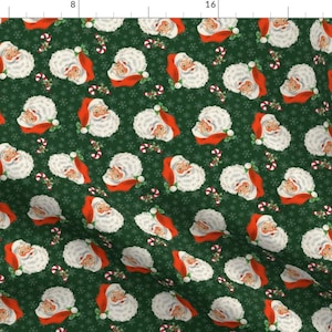 Vintage Christmas Fabric - Retro Santa by bags29 - Red Green Winter Holiday North Pole Vintage Santa Claus Fabric by the Yard by Spoonflower