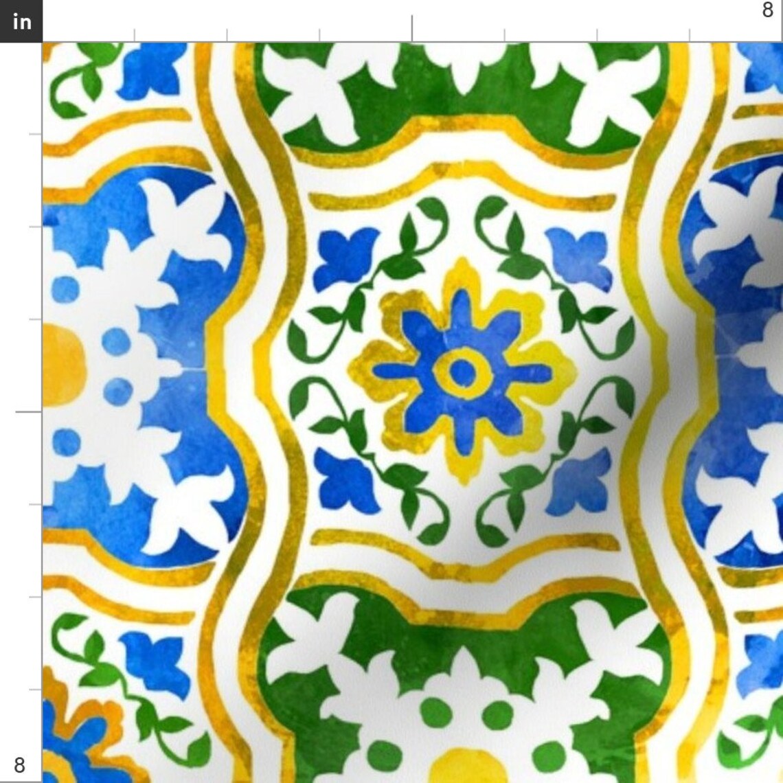 Spanish Tile Fabric Spanishtile3 by Gaiamarfurt Spanish Etsy