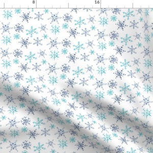 Snowflake Fabric - Snowflakes By Erinanne - Snowflakes Snow Winter Christmas Holiday Blue White Cotton Fabric By The Yard With Spoonflower