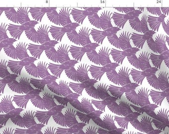 Purple Bird Fabric - Purple Bird Silhouettes Diagonal Seamless Pattern By Oksancia - Purple Bird Cotton Fabric By The Yard With Spoonflower