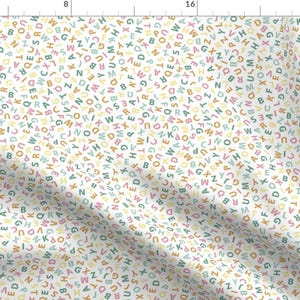 Spring Alphabet Fabric - Ditsy Spring Pastel Alphabet By Weavingmajor - Rainbow Classroom Decor Cotton Fabric By The Yard With Spoonflower
