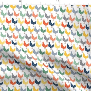 Rooster Rainbow Fabric - Rooster By Laurawrightstudio - Rooster Country Kitchen Chickens Cotton Fabric By The Yard With Spoonflower