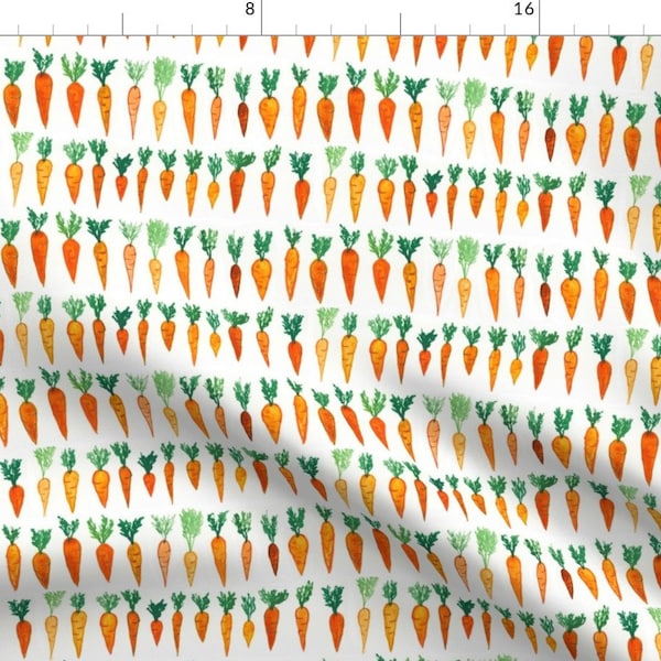 Watercolor Carrots Fabric - Itty Bitty Carrots By Positivelyradishing - Orange Green Mask Scale Cotton Fabric By The Yard With Spoonflower