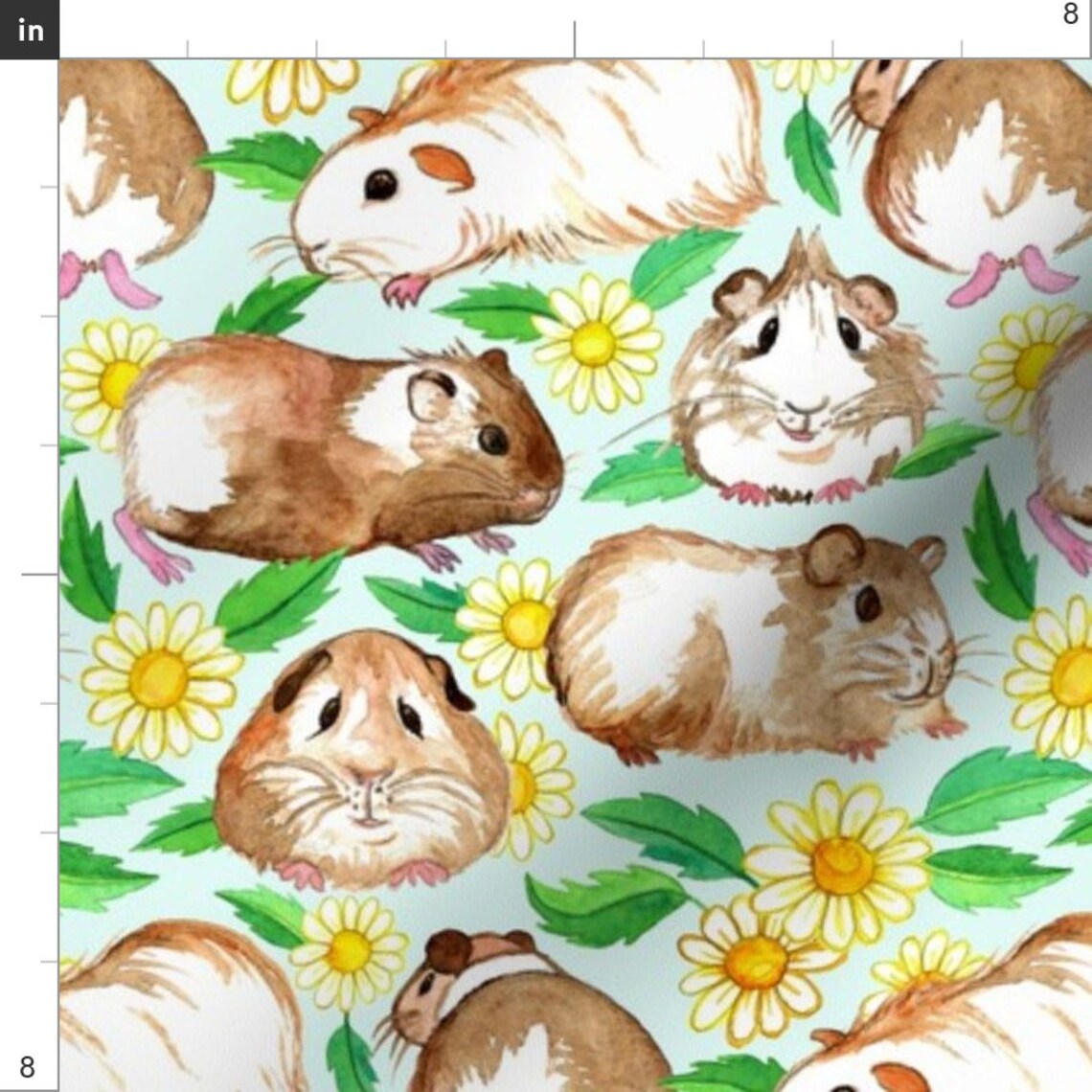 Floral Guinea Pig Pet Fabric Guinea Pigs and Daisies in Etsy