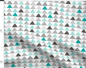 Abstract Triangle Fabric - Triangles Geometric Mint Green By Caja Design - Triangle Cotton Fabric By The Yard With Spoonflower