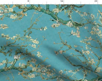 Van Gogh Fabric - Almond Blossoms Mural Large by peacoquettedesigns - Blossom Almond Branches Tree Spring Fabric by the Yard by Spoonflower