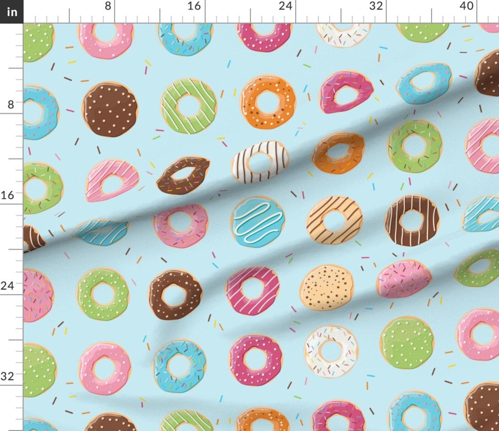 Donuts Fabric Donuts Pattern 007 by Bluelela Donuts Sweet Etsy