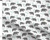 Bear Fabric - Bear Mint And Grey Charcoal Bear Triangles Baby Boy Kids Design By Andrea Lauren Cotton Fabric by the Yard with Spoonflower