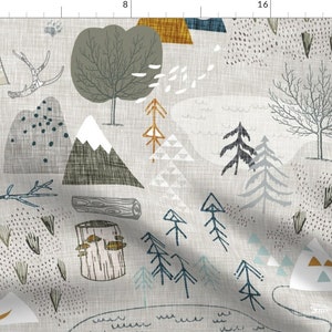Outdoor Adventure Fabric - Max's Map Grey by nouveau_bohemian - Woodland Forest Boys Room Mountain Range Fabric by the Yard by Spoonflower