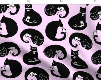 Cat + Mouse Fabric - Cat And Mouse Xoxo! By Karismithdesigns - Animals Modern Home Decor Cotton Fabric By The Yard With Spoonflower