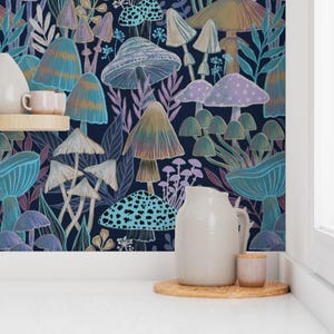 Mushroom Forest Removable Peel and Stick Wallpaper - Large Scale Dark ...