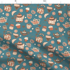 Tea Time Desserts Fabric - It&#39;S Always Good Time For Tea By Magicforestory - High Tea Food Cotton Fabric By The Yard With Spoonflower
