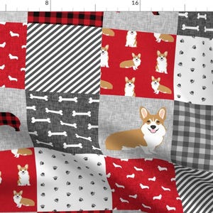 Plaid Corgi Fabric - Corgi A Cheater Quilt Dog Breed Nursery Fabric Welsh Corgis By Petfriendly - Cotton Fabric By The Yard With Spoonflower