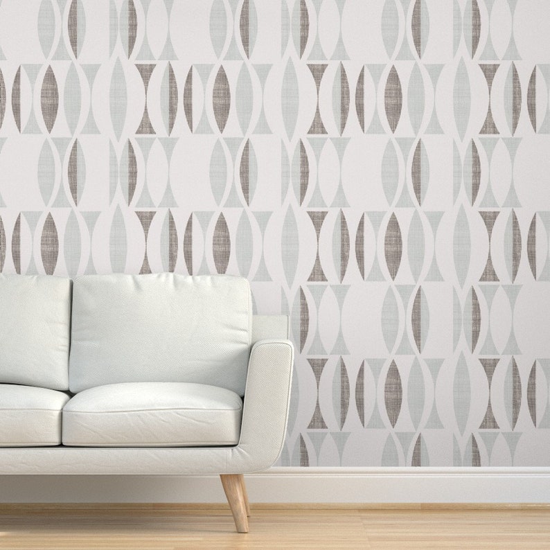 Mid Century Modern Wallpaper Field Gray Brown By Chicca Etsy