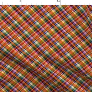 Plaid Fabric - Mostly Orange Madras Plaid By Eclectic House  Plaid Orange Fashion Costume Clothes Cotton Fabric By The Yard With Spoonflower